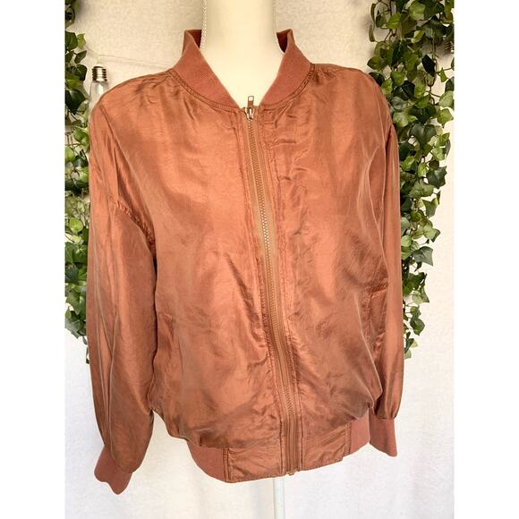 Vintage 100% Silk Louise Paris Brown Wind Breaker Women's Medium - Picture 3 of 8